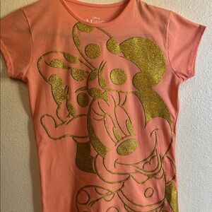 Disney Minnie Mouse Glitter Tee in Peach